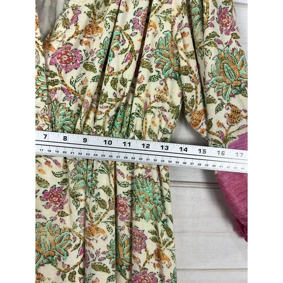 Farmers Market Dress Womens Small Multicolor Floral Boho Maxi 3/4 Sleeve Tiered - Picture 6 of 10